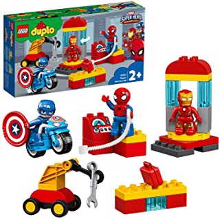 LEGO DUPLO Super Heroes Marvel Il Laboratorio dei Supereroi con l'Uomo  Ragno, Ironman e Capitan America, Set per Bimbi di 2 Anni, 10921